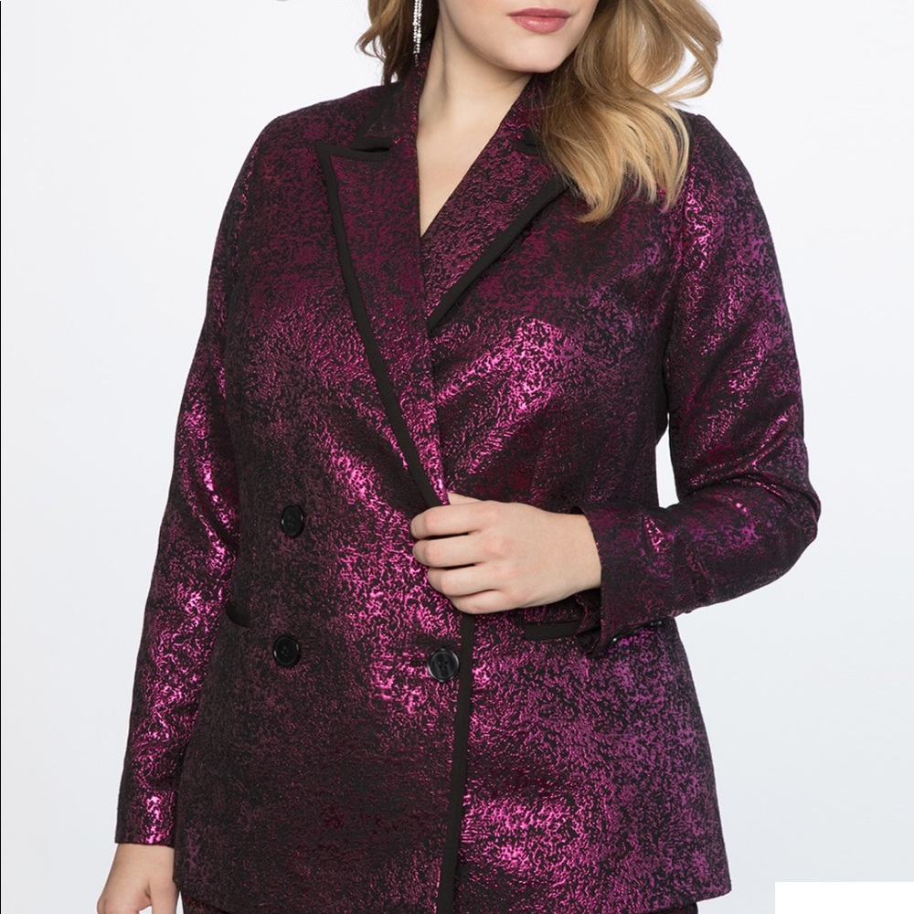 Pink Brocade Double Breasted Blazer